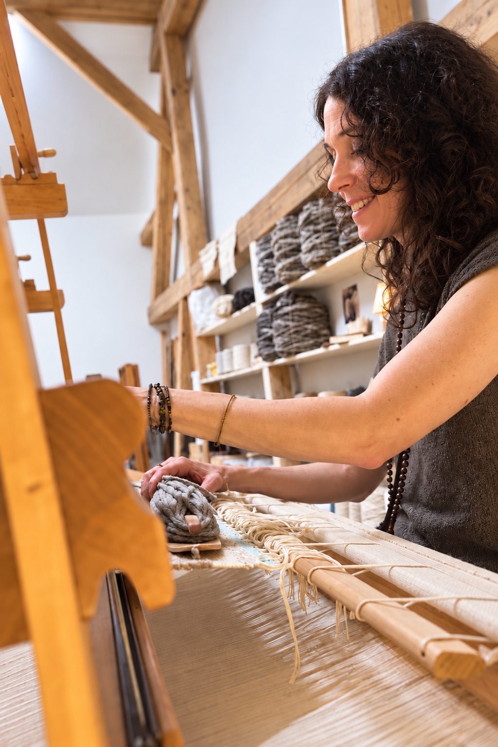 Nadine Tombez dans son atelier